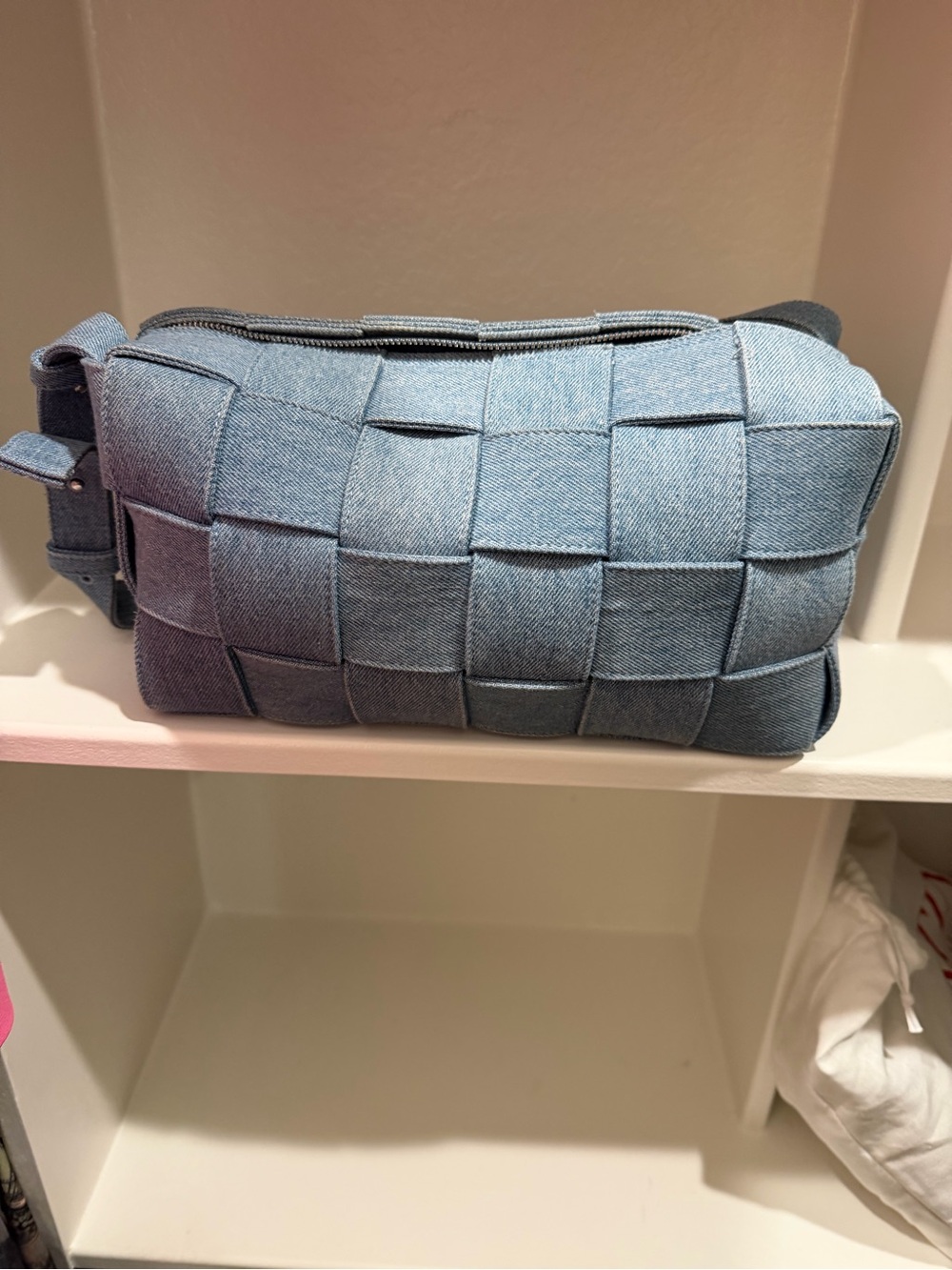 Bottega Venetta Brick Cassette Shoulder Bag Maxi Intrecciato Denim - Picture 2 of 7